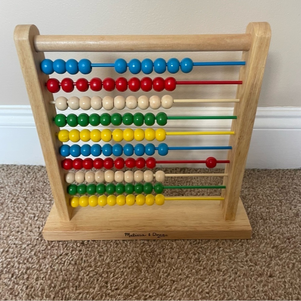 MELISSA & DOUG Abacus Math Child Counting Toy 100 Brightly-Colored Wooden Beads